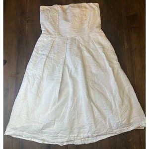 J Crew White strapless pleated empire waist 100% cotton mini dress size 0 Zero